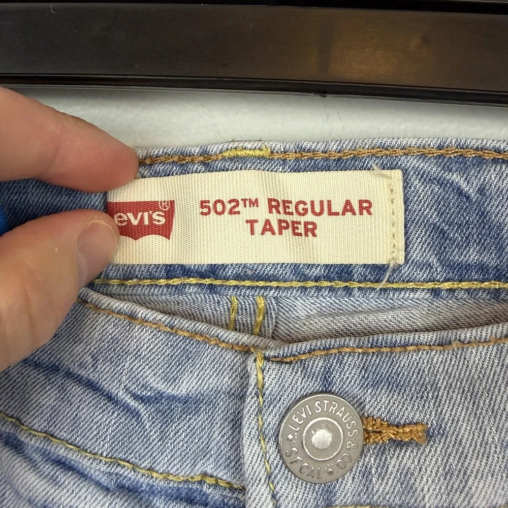 Levis 502 Jeans Mens 29x31 Light Wash Regular Taper Denim Stretch‎ Pants